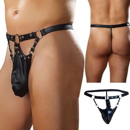 Briefs Panties Mens Backless G-strings Thongs Sexy Fashion Underwear Leather Thongs Men 230818