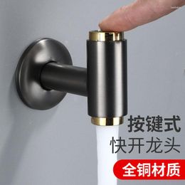 Bathroom Sink Faucets Gun Grey Copper Mop Pool Faucet Lengthened Splash-Proof Household Wall Balcony Water Outlet Button Washing Machine