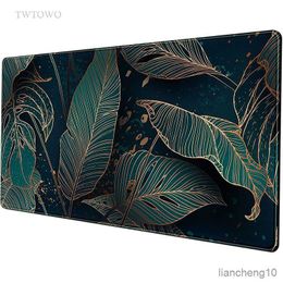 Mouse Pads Wrist Golden Green Palm Leaves Mouse Pad XL Large Custom Home Mousepad XXL Playmat Carpet Non-Slip Soft Desktop Mouse Pad R230819