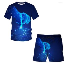 Men's Tracksuits Summer Men Design T-Shirt Funny 3D Printed Outfit Short Sleeve Shorts Fashion Oversized Sportswear Breathable Casual