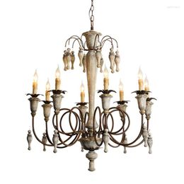 Chandeliers Custom Country Wood Candle Lights French Loft Living Room Light Dining Villa Luxury Pendant Lamp Fixtures