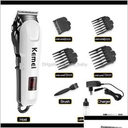 Hair Trimmer Kemei Professional Mens Rechargeable Clipper Lcd Wireless Electric Shaver Styling Tool Wtih Carbon Steel Cutting Head Ov4 Dhxd0