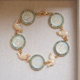 Vintage Cat Bracelet Enamel Craft Mediaeval Dream Angel Embossed Cameo Jewellery Women's Bracelet