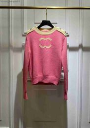 Women's Sweaters Women's Sweaters 2023 European designers design pink contrast cashmere sweater Z230819