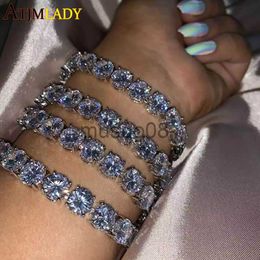 Bangle Iced Out Bling 8mm Big CZ Tennis Chain Bracelet Silver Color Sparking 5A Cubic Zirconia Paved Women Wedding Jewelry J230819