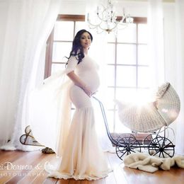 Dresses Mermaid Maternity Photography Props Dresses Lace Long Pregnancy Dress Ruffles Pregnant Women Maxi Maternity Gown for Photo Shoot