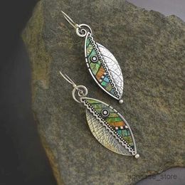 Charm Fashion Retro Simple Green Hanging Earrings Wedding Silver Plating Female Abstract Colour Earrings R230819