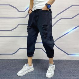 Men's Jeans Young Men Summer Multi Pockets Mid Waist Colorfast Denim No Constraint Trousers Garment