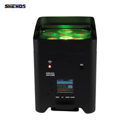 Shehds HOT LED 6x18W RGBWA+UV 6in1 Wi -Fi Wireless Remote Control Bateria LED Stage acima da luz par e RDM para o Disco Disco de Disco
