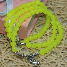 Strand Multilayer Bracelets For Women Natural Lemon Stone Jades Chalcedony 6mm Round Beads Factory Outlet Jewellery Making B2216