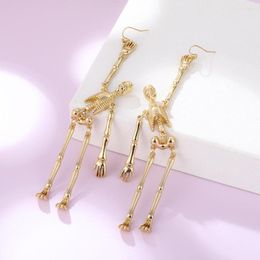 Dangle Earrings Halloween Event 2023 Metal Skeleton Pendant With Dark Retro Style COS Matching