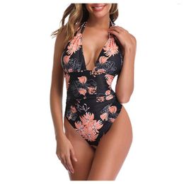 Women's Swimwear Women Flower Print One Piece Swimsuits 2023 Sexy Push Up Large Size Vintage Bodysuit Beach Wear Bathing Suits