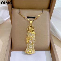 Pendant Necklaces OIMG 316L Stainless Steel Luxury Jewellery Death Scythe Shaped Necklace For Women Exaggerate Bohemian