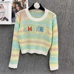 Women's Sweaters Women's sweater pure tie dyed montage stripe Warm soft in winter home Cardigan hollowed out delivery service One size 40-60KG Z230819