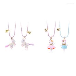 Подвесные ожерелья 2pcs/Set Sweet Resin Lodge Chaine Cheping Ожерелье Симпатичное любимое любители детских ювелирных изделий для детей