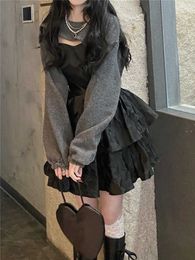 Autumn Black Sexy Strap Dres Korean Fashion Patchwork Elegant Slim Mini Dress Bow Designer Casual Party 2022 230808