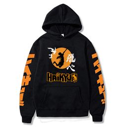 Men's Hoodies Sweatshirts Haikyuu Hooded Sweatshirt Anime Hoodie Karasuno High School Oversize Pullover Women Men Cosplay Fleeced Clothes 230818