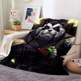 Blankets Funny Panda Blanket Soft Plush Flannel Throw Blankets for Sofa Bed Couch Best Gifts All Season Light Bedroom Warm Bedspread R230819