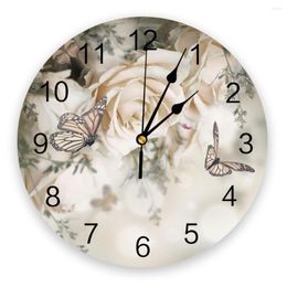 Wall Clocks Plant Dream Rose Flower Butterfly Creative Clock For Home Office Decoration Living Room Bedroom Kids Hanging Watch