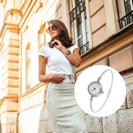 Wristwatches Womens Bracelet Watches: Dress Watch Waterproof Creative Wrist Round Watch- Silver