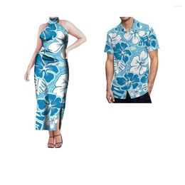 Casual Dresses Custom Sleeveless Print Women Dress Samoan Puletasi Polynesian Traditional Match Mens Shirt