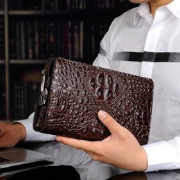 Wallets Crocodile Pattern Men Clutch Bag Password Wallet Genuine Leather Wallet Men Card Holder Wallet Mobile Phone Bag Antitheft Purse