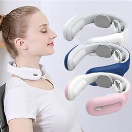 Other Massage Items Smart Electric Neck Massager Far Infrared Heating Pain Relief Health Care Relaxation Cervical Vertebra Physiotherapy Neck Massge 230818