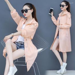 Women's Trench Coats Vintage Long Cardigan Sunscreen Clothing Women Fashion Summer Beachwear Hoodie Loose Coat Sleeve Thin Top Female