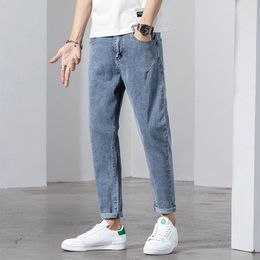 Men's Jeans Spring Summer Clothing Streetwear Men Cowboy Blue Classic Luxury Korean Fashion Solid Denim Jogger Work Wear Man