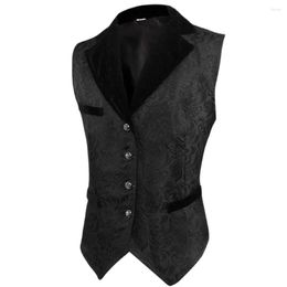 Men's Vests 2023 Mediaeval Gothic Waistcoat Steampunk Men Vest Jacquard Single Breasted Mens Suit Victorian Gilet Homme Dress Up Tops