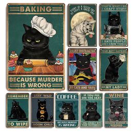 Vintage Decorative Plaques Inspirational Cats Animal Art Picture Cute Pet Metal Signs Bar Decor Poster Boards Modern Home Funny Wall Decor Painting 30X20CM w01
