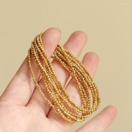 Charm Bracelets RHYSONG Laser Glossy Cut Beaded Women Bracelet 18K Gold Plated Mini Hand Chain Minimalist Korean Fashion Stainless Steel
