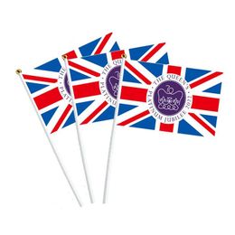 Other Exterior Accessories 21X14Cm England National Flag Uk Flying Britain United Kingdom Banner With Plastic Flagpoles Hand Waving Dh5Kv