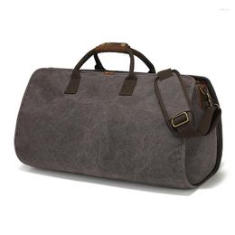 Duffel Bags Fashionable Canvas Travel Bag Casual Folding Suit Men's Hand Luggage Shoe Large Capacity