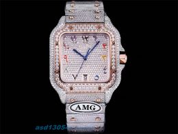 AMG watch 4555 diamonds imported 904 stainless steel material size 40mm blue glass designer watches