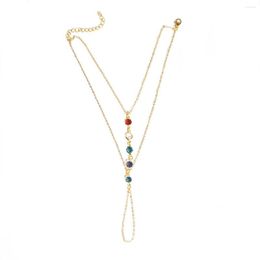 Anklets MinaMaMa Colorful Crystal Stainless Steel Foot Finger Chain Barefoot For Women Multilayer Leg Beach Jewelry