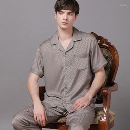 Men's Sleepwear 2023 Spring And Summer Ice Silk Advanced Sense Of Home Wear Comfortable Short Sleeve Pants Plus Size Suit