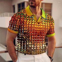 Men's Polos Polo Neck T-shirt Pattern Geometric V-neck Clothing 3D Printing Outdoor Daily Short Sleeve Fashion Retro Top