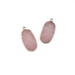 Pendant Necklaces Natural Stone Crystal Pendants Gold Plated Rose Quartz For Trendy Jewellery Making Diy Women Necklace Party Gifts