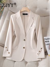 Womens Suits Blazers ZJYT Elegant Autumn for Women Jackets Coats Long Sleeve Office Lady Veste Femme Plus Size Outerwear Tops Mujer 230818