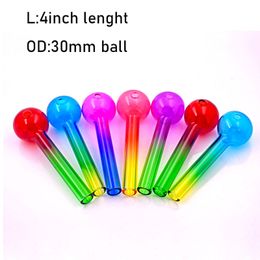 100pcs 3cm Ball Handwork Mini Smoking Hand Pipes 4inch Colourful Thick Glass Oil Burner Pipes Pyrex Hand Smoking Pipes Accessories