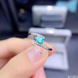 Cluster Rings KJJEAXCMY Fine Jewelry S925 Sterling Silver Inlaid Natural Emerald Girl Lovely Adjustable Ring Support Test Chinese Style