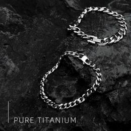 Chains 10.5mm TA1 Pure Titanium Curb Cuban Link Chain Necklace Bracelet For Men Hand Polished Anti-Allergy Women