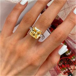 Cluster Rings S925 Sterling Silver Colour Natural Ametrine Bizuteria Gemstone Ring For Women 925 Jewellery Anillos De