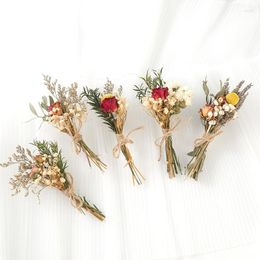 Decorative Flowers Preserved Bouquet Babysbreath Mini Rose Flower Natural Dried Forget Not Me Home Wedding Party Talbe Decoration