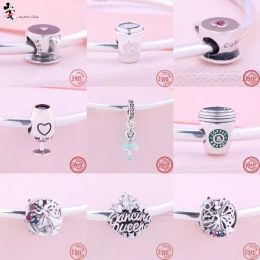 925 Silver Fit Pandora Charm 925 Bracelet Dancing Queen Wine Coffee Cup charms For pandora charm 925 silver beads charms