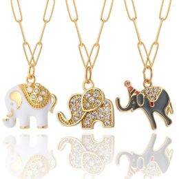 Pendant Necklaces Cute Elephant Necklace For Women Lobster Clasp Gold Color Adjustable Stainless Steel Chain Copper Fashion Collares 2023