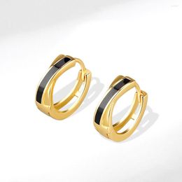 Hoop Earrings NBNB Fashion Black Glaze For Women Girl Party Piercing Jewellery Silver Gold Colour Bilayer Twisted Female