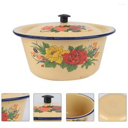 Bowls Enamel Basin Home Soup Tureen Tub Old-fashioned Pot Retro Style Bowl Hand-Pulled Noodle