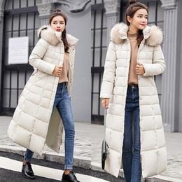 Women's Down 2023 Parka Winter Jacket With Hooded Fur Hat Thicken Warm Coats Women Cotton Plus Long